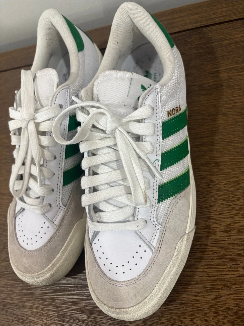 adidas Kids White & Green Court-Style Sneakers